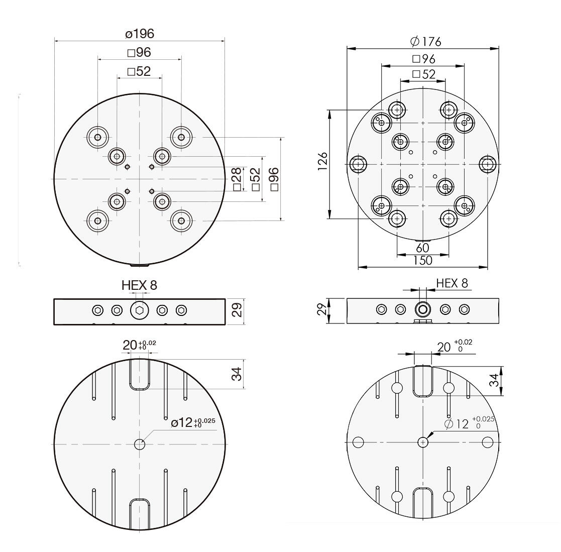 52/96 КОМБО КРУГЛАЯ ПЛИТА_ 196mm / 176mm