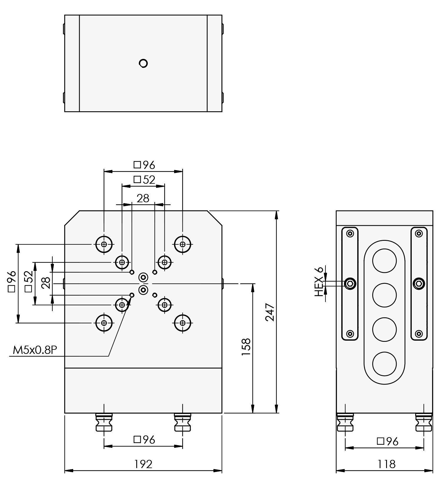 Specifications for Zero Point Quick Clamping 52/96 COMBO TWIN BASE