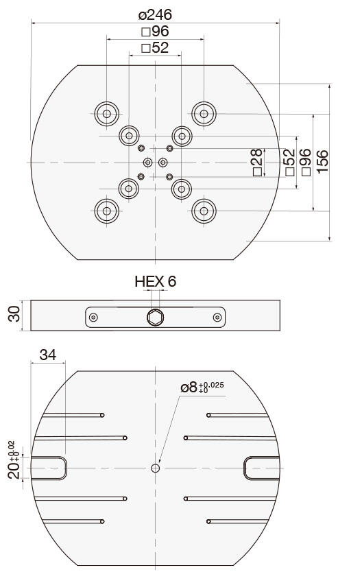 Specifications for 52/96 COMBO ROUND PLATE -G